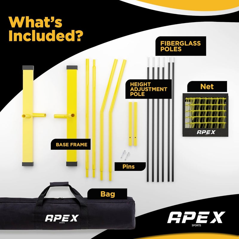 APEX SPORTS Volleyball Net Training – 12' Wide, Portable Adjustable Height 7.4' to 8' – Includes Ground Stakes, Carry Bag – Indoor & Outdoor Use, Designed by Pro Athletes for Peak Performance - Image 5